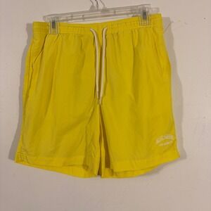 PacSun Swim Trunks Mens Small Yellow Excellent Embroidered Logo Mesh Lined Board